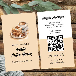 Carte De Visite Thème de petit-déjeuner café Code QR et site Web