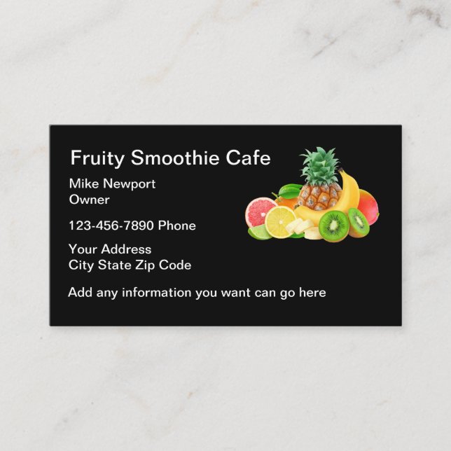 Carte De Visite Thème de Smoothie Café Moderne (Devant)