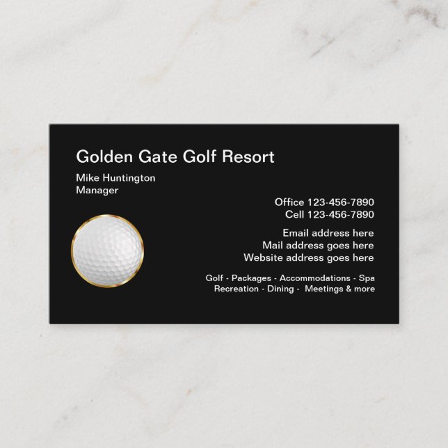 Carte De Visite Thème de vacances golf classique (Devant)