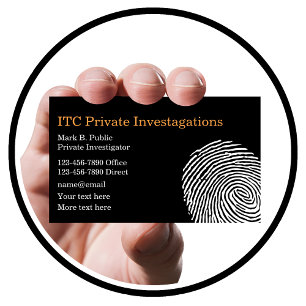 Carte De Visite Thème d'empreintes digitales du chercheur privé