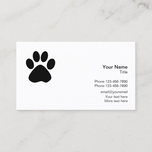 Carte De Visite Thème Empreinte de patte de chien (Devant)