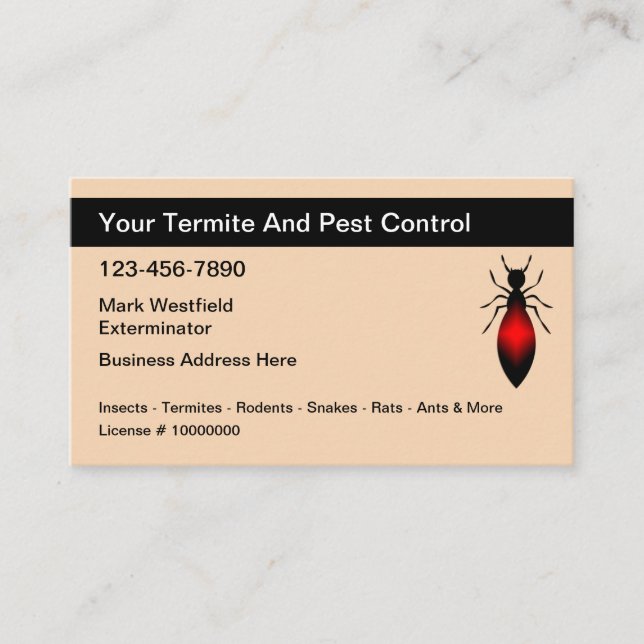 Carte De Visite Thème Exterminateur de lutte antiparasitaire Termi (Devant)