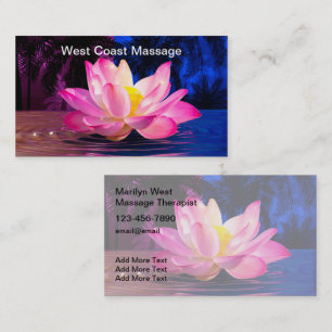 Carte De Visite Thème Fleur Lotus, Thérapiste Massage