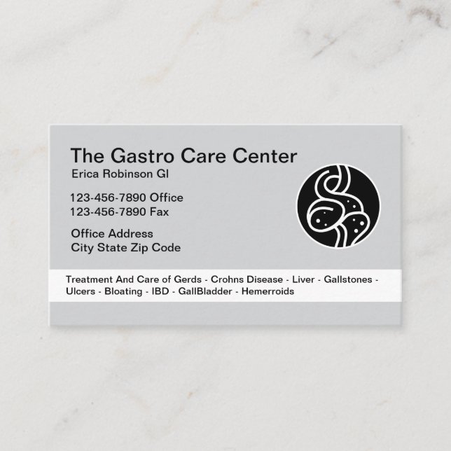 Carte De Visite Thème Intestinal Gastroentérologue (Devant)