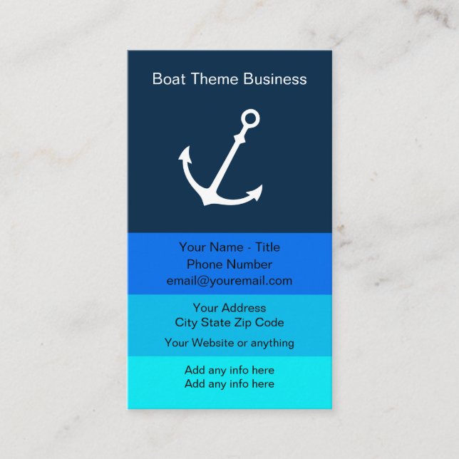 Carte De Visite Thème nautique Deisgn de bateau (Devant)