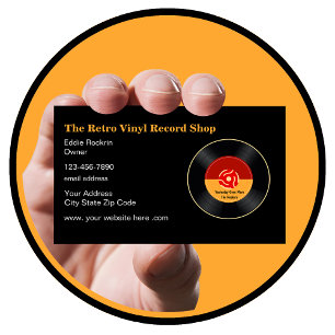 Carte De Visite Thème Retro Vinyl Record Store 45 tr/min