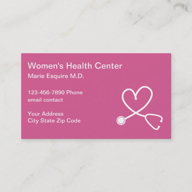 Carte De Visite Thème Santé Médicale des femmes (Devant)