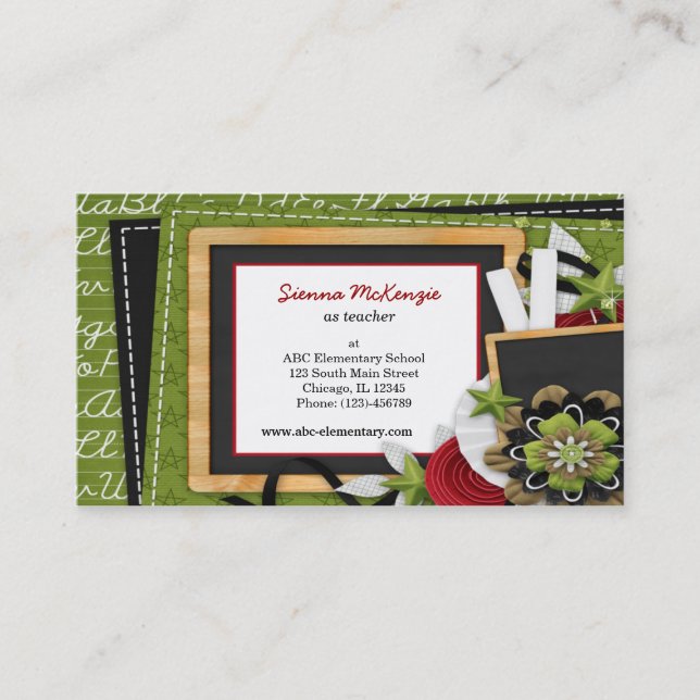 Carte De Visite Thème scolaire (Devant)