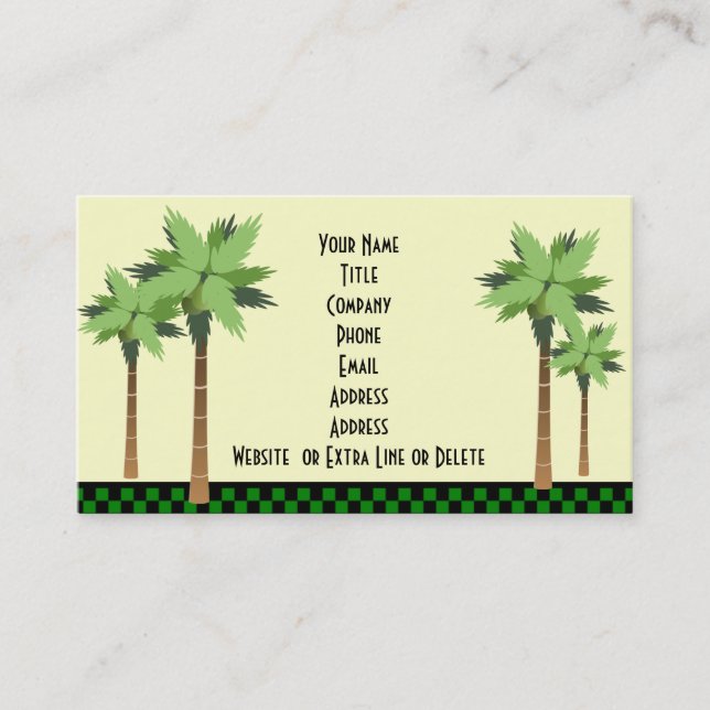 Carte De Visite Thème tropical fait sur commande de plage d'océan (Devant)