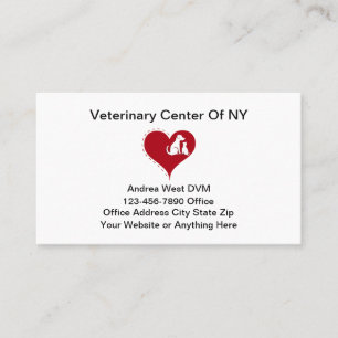 Carte De Visite Thème Vétérinaire Cœur Chien Chat Graphique