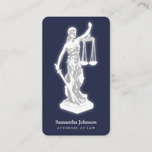 Carte De Visite Themis sculpture   Avocat À Droit Bleu Minuit