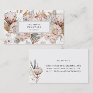 Carte De Visite Thérapeute à l'aquarelle florale crème terracotta