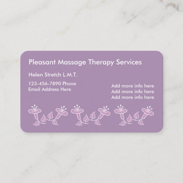 Carte De Visite Thérapeute autorisé de satisfaction de massage (Devant)