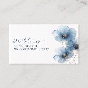 Carte De Visite Thérapeute Conseiller Sérénité Aquarelle Indigo