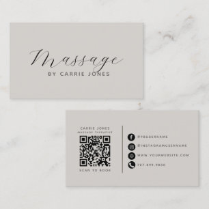 Carte De Visite Thérapeute de Massage Code QR Neutre
