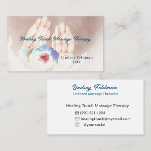 Carte De Visite Thérapeute de massage des mains d'aquarelle modern