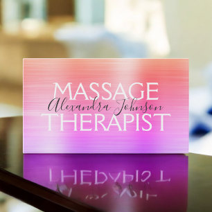Carte De Visite Thérapeute de massage en métal brossé Arc-en-ciel