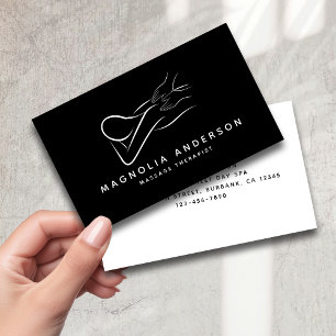 Carte De Visite Thérapeute de massage minimaliste noir