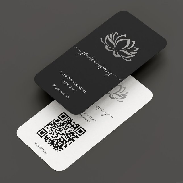 Carte De Visite Thérapeute du bien-être personnel Élégant Silver L (Personal Wellness Therapist Elegant Silver Lotus Business Card
)