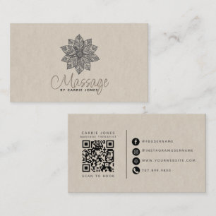 Carte De Visite Thérapeute en Massage Moderne Fleur de Lotus