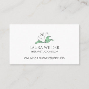 Carte De Visite Thérapeute Fleur Blanche Conseiller Par Téléphone 