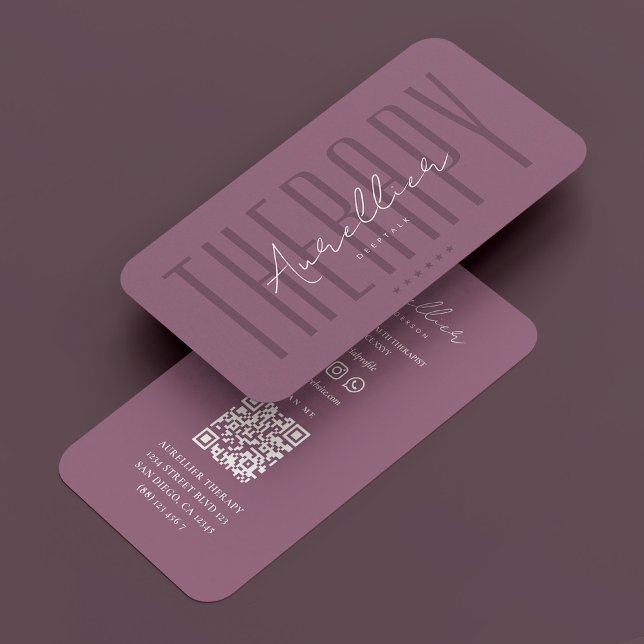 Carte De Visite Thérapeute physique moderne Dusty Pink Script (Créateur téléchargé)