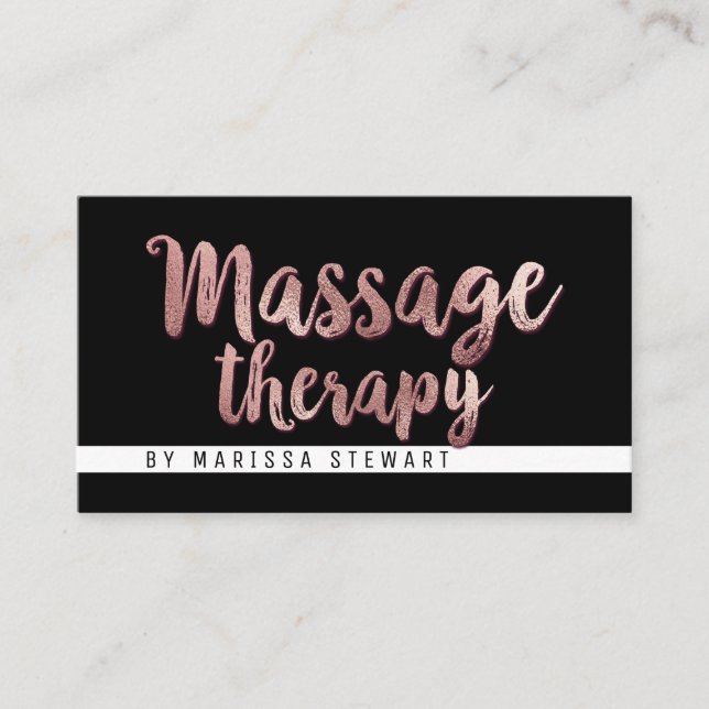 Carte De Visite Thérapeute simple de massage d'or rose moderne (Devant)