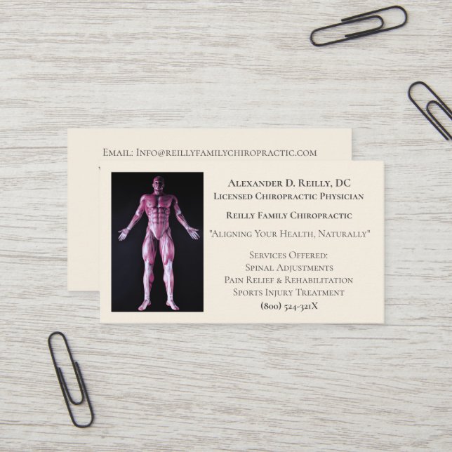 Carte De Visite Thérapie de massage blanc Chiropratique Docteur (Devant/Arrière en situation)