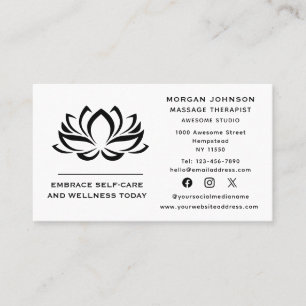 Carte De Visite Thérapie de massage de fleurs Lotus Médias sociaux