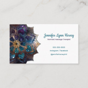 Carte De Visite Thérapie de massage de Mandala en mandala, purple 