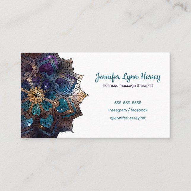 Carte De Visite Thérapie de massage de Mandala en mandala, purple  (Devant)