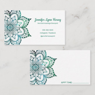 Carte De Visite Thérapie de massage de mandala Turquoise Boho