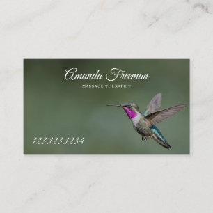 Carte De Visite Thérapie de massage des colibris verts paisible