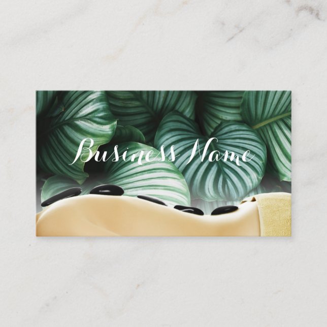 Carte De Visite Thérapie de massage Feuilles tropicaux Spa de bien (Devant)