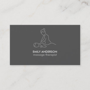 Carte De Visite Thérapie de Massage Graphite Gris Masseuse Spa