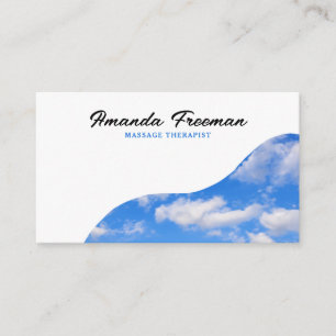 Carte De Visite Thérapie de massage minimaliste bleu et blanc ciel