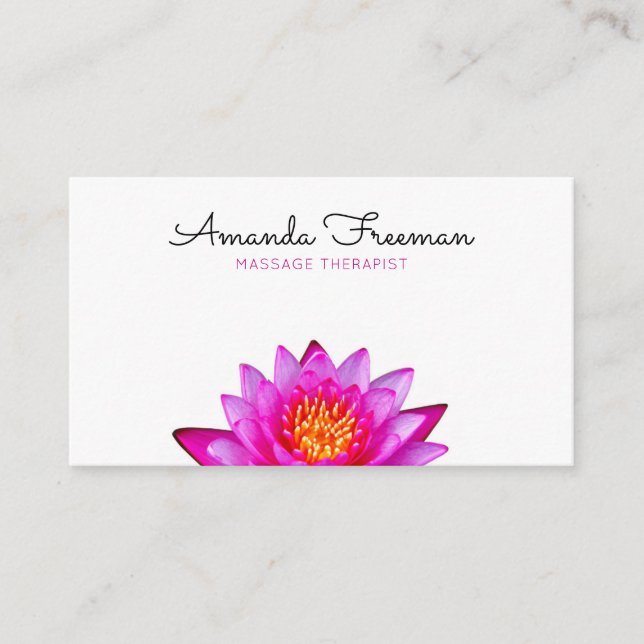 Carte De Visite Thérapie minimale de massage au lotus rose (Devant)