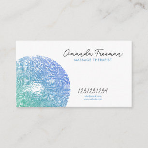 Carte De Visite Thérapiste de massage blanc et bleu zen