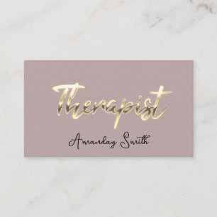 Carte De Visite Thérapiste Golden ScriptQR Code Logo Rose Blush