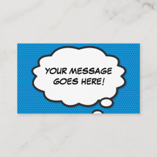 Carte De Visite Think Bubble QR Code amusant Comique Livre bleu
