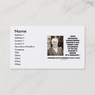 Carte De Visite Thomas Edison ne fait pas ce que vous avez prévu
