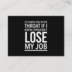 Carte De Visite Throat punch drôle employé cite blanc
