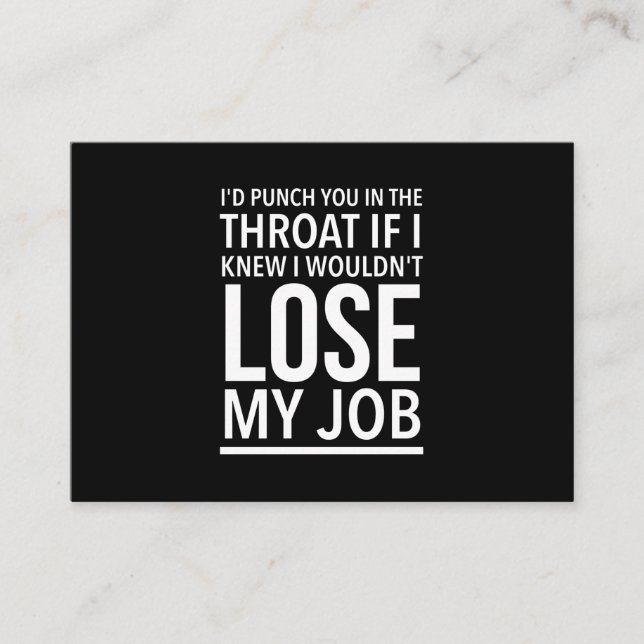 Carte De Visite Throat punch drôle employé cite blanc (Devant)