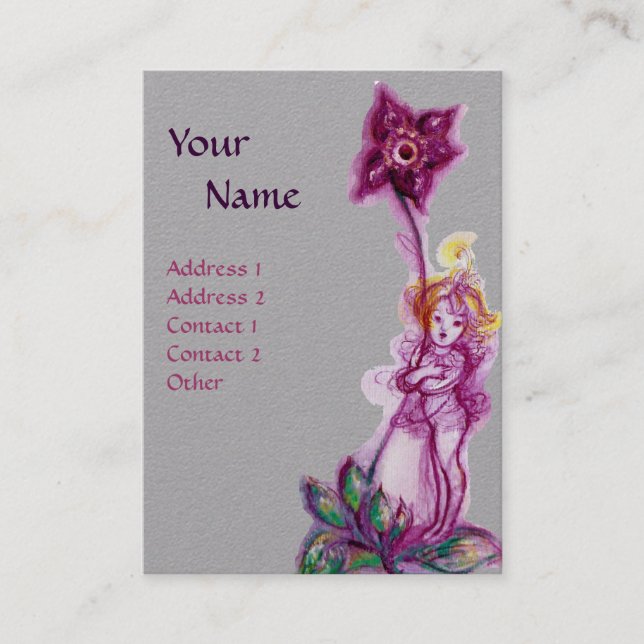 Carte De Visite THUMBELINA MONOGRAS Ultra Violet Fleur Gris Papier (Devant)