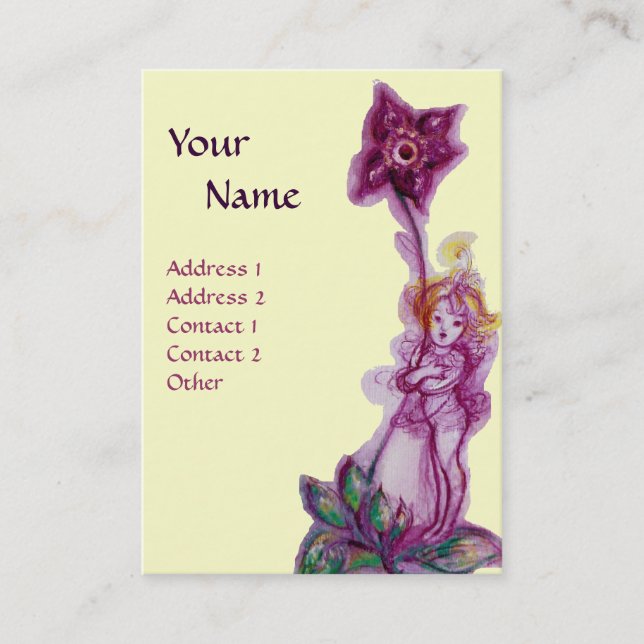 Carte De Visite THUMBELINA MONOGRAS Violet Violet Fleur Fée (Devant)