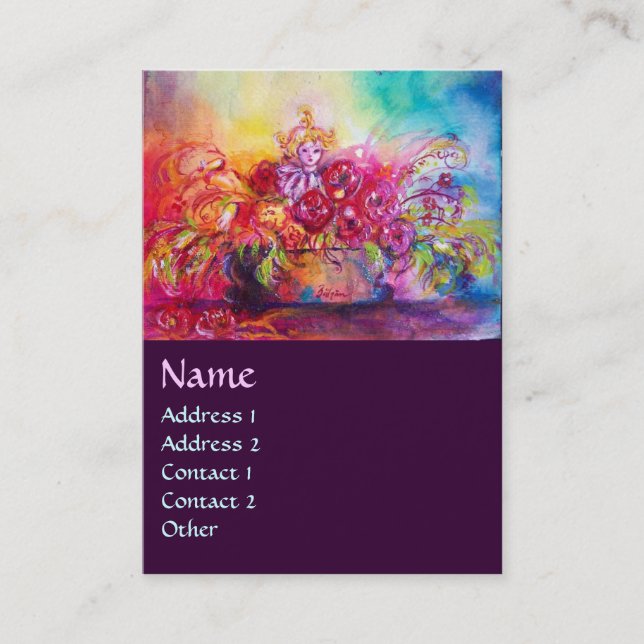 CARTE DE VISITE THUMBELINA, PANIER À FLEURS ET BOUTEILLE (Devant)