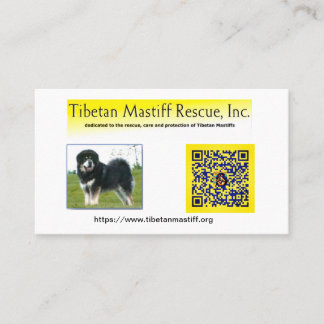 Carte De Visite Tibétain Mastiff Secourt, Inc. Information Busines