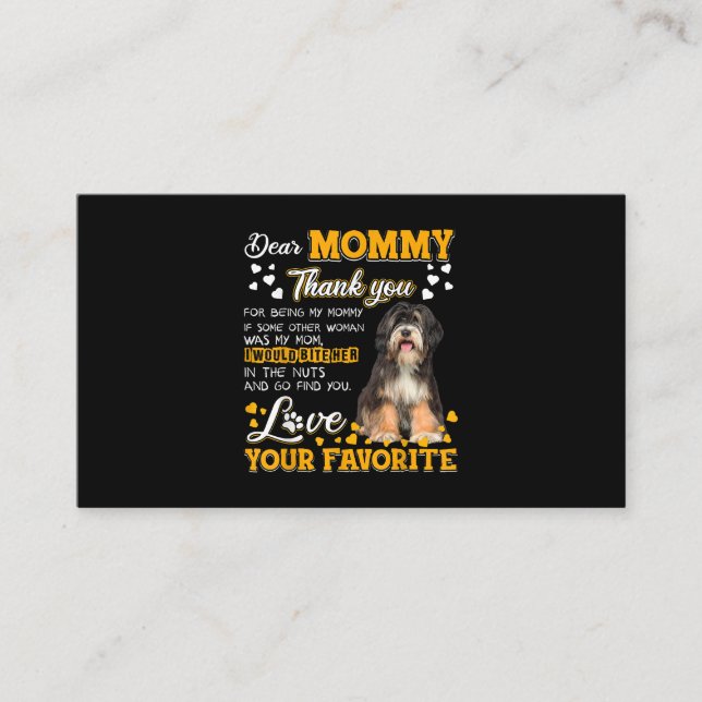 Carte De Visite Tibétain Terrier Cher Maman Merci D'Être Mon (Devant)