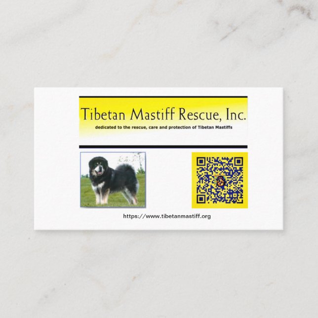 Carte De Visite Tibetan Mastiff Rescue, Inc. Information (Devant)