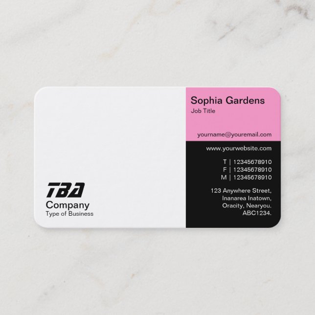 Carte De Visite Tiers - Blanc, Rose et Noir (Devant)
